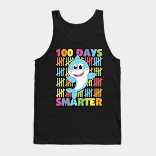 100th Day of School Teacher Cute Shark 100 Days Smarter Tank Top